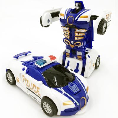 China Friction Toy Dropshipping Hot Selling Kids Children Deformed Robot Police Inertia Toys Transforming Toy Car for sale