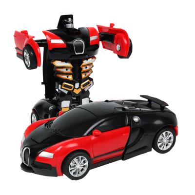 China Friction Toy Dropshipping Hot Sale Remote Control Deformable Robot Bugatti Deformed Racing Toy Transformation Car for sale