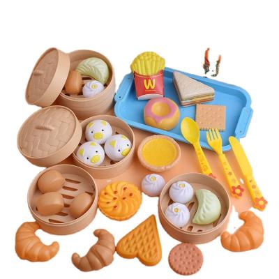 China Chinese Set Male Girl Gift Plastic Set ABS Breakfast Kids Toys Kids Role Play Toys Burgers Fries Potatoes Plastic Kitchen Set for sale