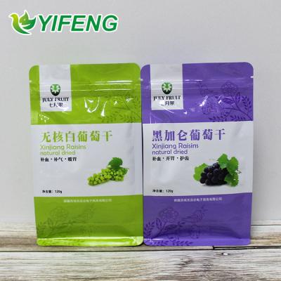 China Chinese Dried Fruit Moisture Proof Zipper Raisin Supplier Bottom Plastic For Snack Grape Packaging Bag for sale