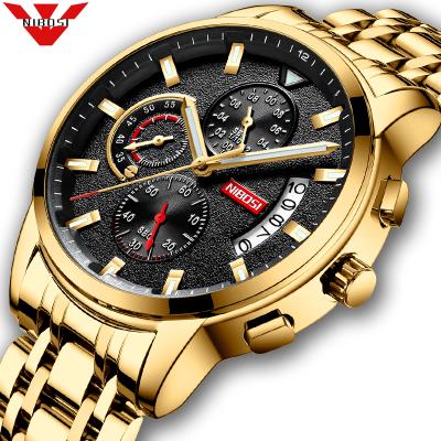 China Automatic Date NIBOSI Quartz Watch Men Sport Watches Relogio Masculino 2358 Gold Military Clock Steel Band Men Waterproof Wrist Watch for sale