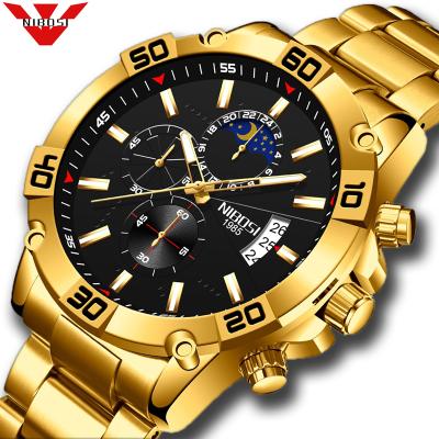 China NIBOSI brand date NIBOSI brand stainless steel automatic watch luxury calendar waterproof luminous men's military chronograph 2502 for sale