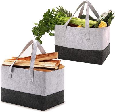 China Eco-Friendly Felt / Washable Shopper Shopping Organizer Large Foldable Wood Basket Laminwood Tote Shopping Bag for sale