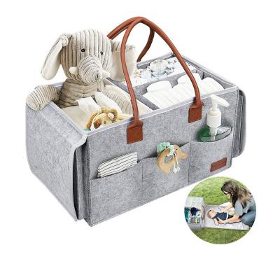 China Portable Living Room Large Felt Changing Diaper Cart Organizer For Baby With Handle For Changing Table for sale