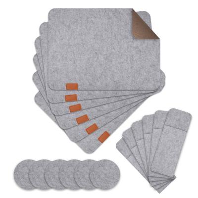 China Hot Selling Viable 12 PCs Multi-Functional Practical Practical Cup Coaster Kitchen Table Mats Set Fashion Rectangle Felt Place Mat for sale