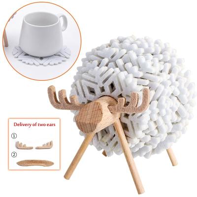 China Viable Home Decor Creative Gift New Japan Style Sheep Shape Insulated Anti Slip Mug Cup Coasters Around Cup Felt Mats for sale