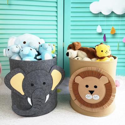 China Durable Eco-Friendly Felt Tiger Storage Basket For Kids Large Size Room Decor Toys Toys Lion Elephant Thick Felt Storage Bag Animal Handmade Storage for sale