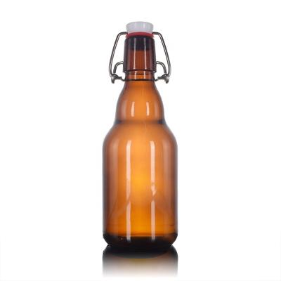 China Beverage JO Bordeaux Shape Amber Beverage Beer Glass Wine Bottle Brown Beer Beverage Bottle With Wire Easy Swing Top Cap for sale