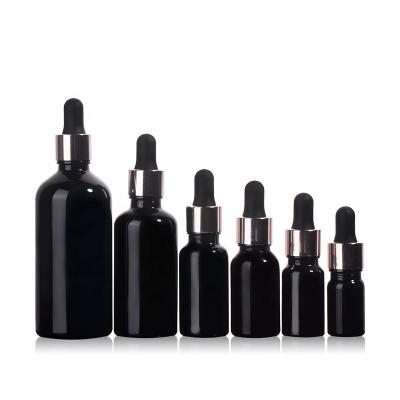 China JO Cosmetic Direct Selling With Measuring Pipette Essential Oil Luminous Black Set Glass Bottle For Cosmetics Personal Care for sale