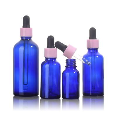 China JO Cosmetic Wholesale 30ml Beauty Personal Care Essential Oil Beard Oil Blue Sensitive Empty Skin Care Bottle With Glass Dropper for sale