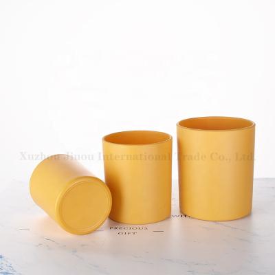 China Gift & Craft JO Factory Direct Sale 7.5oz 10oz 15oz Wide Mouth Matte Orange Empty Heat Resistant Glass Candles Vessels For Candle Making for sale