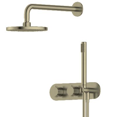 China With Slide Bar Luxury Brass Material Bathroom Shower Mixer Set Thermostatic System With Hand Held for sale