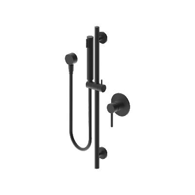 China With Sliding Bar Brushed Surface Matte Color Hand Held Bath And Shower Set Including Elbow Mixer Hose for sale