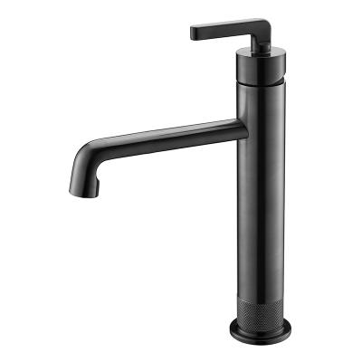 China Bathroom Brass Knurled Faucet Faucets Faucets Gunmetal Black Basin Mixer Tap Hot Cold Metered Faucet for sale