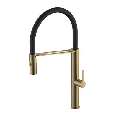 China 2021 Modern New Pull Out Brushed Single Hole Gold Sink Stainless Steel Kitchen Faucets for sale