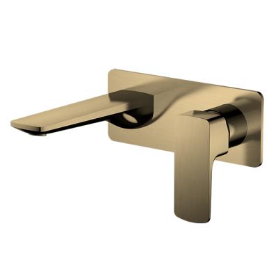 China Metered Faucets Adjust Bathroom Faucets Cupc Basin Wall Single Handle Faucet Brushed Gold for sale