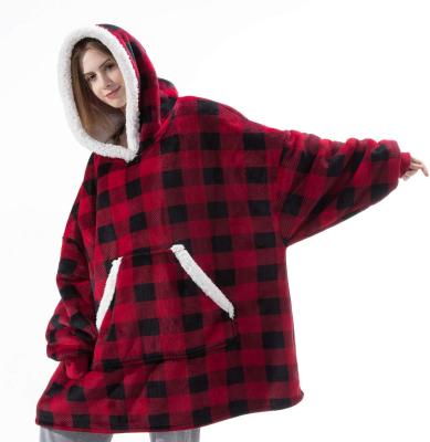 China Custom Flannel Textile Sherpa Oversized Covering Hoodie Wearable Home Hooded High Quality Wearable Sweatshirt for sale