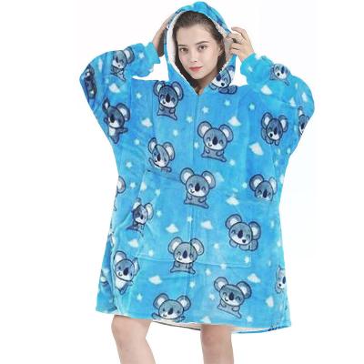 China Custom Oversized Soft Plush Sherpa Wearable Sweatshirt Blanket Hoodie Covers Snuggie Blanket For Adults Women Men for sale