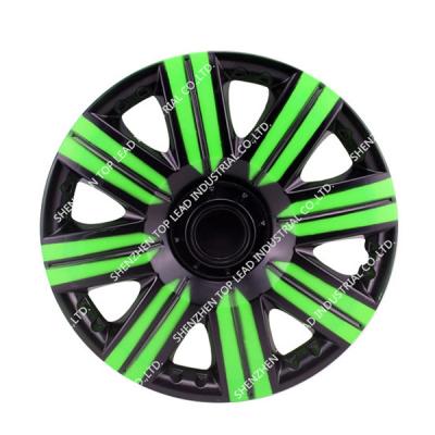 China High quality neon two-tone black decoration car center wheel covers and green wheel rims for universal for sale