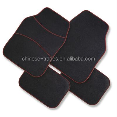 China PVC/Plastic Black Color With Red Line Full Set Carpet Car Mats For Universal Cars for sale