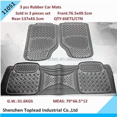 China New Design Rubber Non Slip 3PCS Full Set Car Rubber Mats, No Smell High Quality Rubber Car Floor Mats for sale