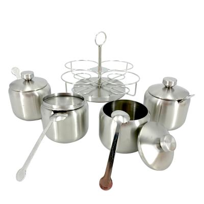 China Spice Rack Spice Bottle Stainless Steel Spice Sets Standable Base Can Be Rotated for sale