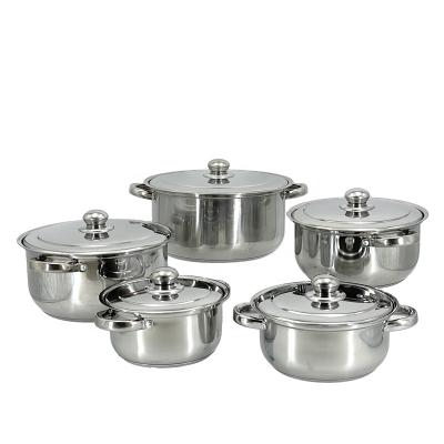 China General use for gas and induction cooker stainless steel kitchen accessories 10 pcs cookware set casserole casserole with capsulated bottom with steel handle for sale