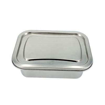 China Freshness Preservation Rectangular Crisper With Stainless Steel Single Lid Square Dining Box for sale