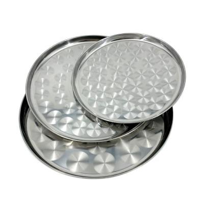 China 2021 Eco - Friendly Stainless Steel Plate Tray Round Food Fruit Serving Dish Plate for sale