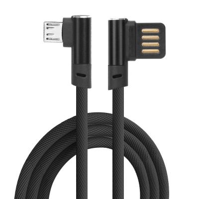 China 2.1A Current Fast Transmit SOSLPAI Elbow USB Cable 1.5m Right Angle Nylon Braided Custom Logo High Quality Micro USB Cable for sale