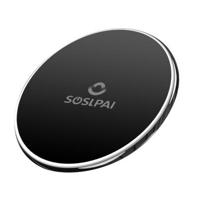 China SOSLPAI Mobile Phone Charging Station High Quality Black Round Shape 10W Wireless Fast Charging Wireless Charger for sale