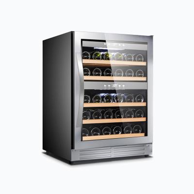 China Best Selling 40 Bottle Wine Electric Freestanding Compressor Refrigerator Double Wine Cabinet Zone Under Ground Cellar For Household for sale