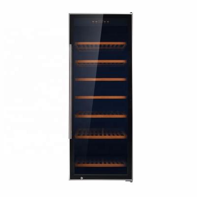 China Hotel Stainless Steel Door With Silver Panel 137 Bottles Compressor Wine Cellar for sale