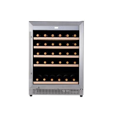 China Hotel 51 Bottled Zone Stainless Steel Chiller Single Door Compressor Wine Fridge for sale