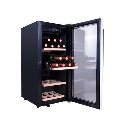 China Outdoor Commercial Black Wine Refrigerator 28 Bottles Wine Cooler Refrigerator Compressor Wine Cooling Cabinet for sale