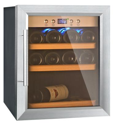 China Hotel Stainless Steel Anti-UV Wide Door Mini LED Wine Cooler With High Efficiency Compressor for sale