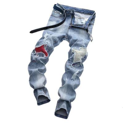 China Fashion Viable Custom Wholesale Mens Jeans Cool Hip Hop Patch Hole Ripped Skinny Jeans For Men for sale