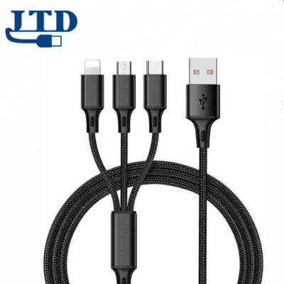 China Professional Mobile Phone USB Cable Premium Quality 3 In 1 Cable Charging Nylon Braided Charging 2.4A Multi Fast for sale