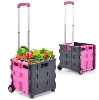 China Plastic Folding Trolley Box With 2 Wheels And Lid Tool Box Trolley Folding Trolley Trolley OEM/ODM Foldable Support for sale