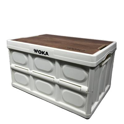 China WOKA Sustainable Stackable Plastic Collapsible Storage Box With Board Lid for sale