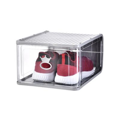 China Home Storage 33*26.5*17.5cm Plastic Clear Shoe Storage Box With Custom Logo for sale