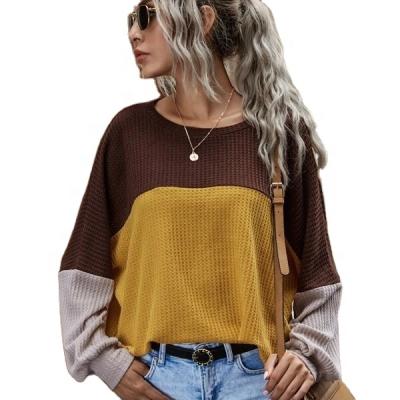 China Breathable 2021 USA Style Characteristic Contrast And Stitching Long Sleeve T-Shirt For Women Free Shipping for sale