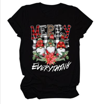 China Cotton 2020 Sustainable Merry Everything Ladies T-Shirt For Christmas for sale