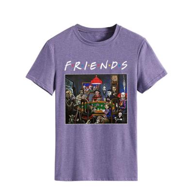 China 2021 New Arrival Breathable Zombie Friends Design Printed O-neck T-shirt For Women Free Shipping for sale