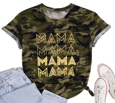 China Sustainable Camouflage MOM Letter Printed Round Neck Short Sleeve T-Shirt for sale