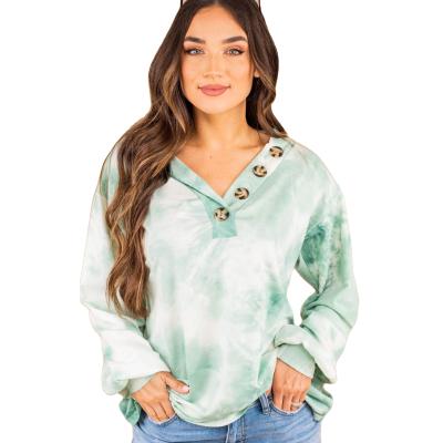 China 2020 new Anti-wrinkle women's PRINT Dye Link V-neck sweatshirt autumn and winter for sale