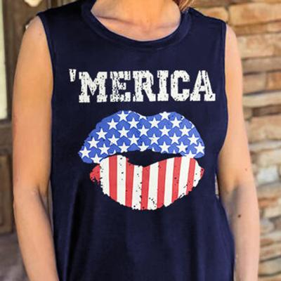 China Anti-wrinkle American 4th of July tee shirt flag print summer striped top for sale