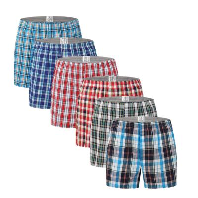 China Plus Size Mens Boxers Shorts Underwear Trunk Plaid Checker Cotton Loose Fit Classic for sale