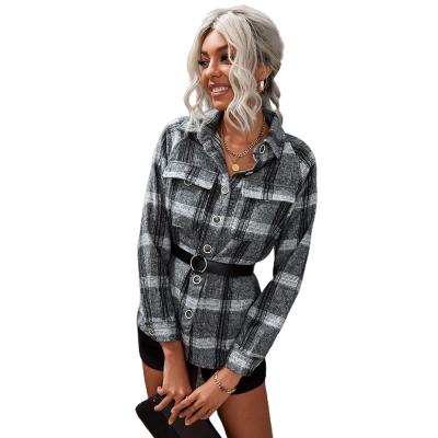 China Breathable 2021 New Style Plaid Cardigan With Pockets Buttoned Mid Length Women Autumn And Winter Jacket For Free Shipping for sale