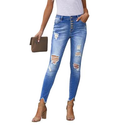 China Factory Wholesale 2021 Fashion Designer High Waist Jeans New Breasted Fringed Breathable Women's Jeans Factory Wholesale Free Shipping for sale